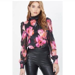 Generation Love Floral Silk Lace Trim Blouse